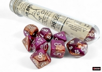 Chessex 7 Die Set Gemini Copper-Purple/White (Lab Dice)
