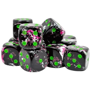 Chessex 16mm D6 Brushed Paintball/Green