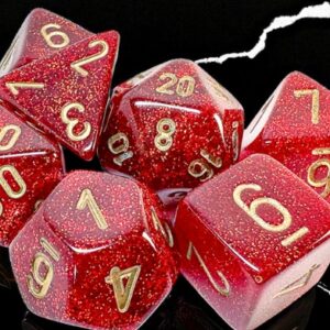 Chessex 7 Die Set Mega-Hedral Glitter Ruby/Gold