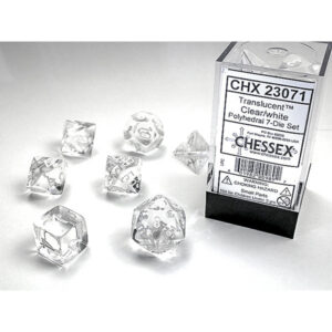 Chessex 7 Die Set Translucent Clear/white Updated