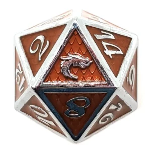 Old School Dice D&D RPG Metal D20 Dragon Scale Orange