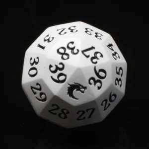 Old School Dice Metal D40 Spindown White w/ Black